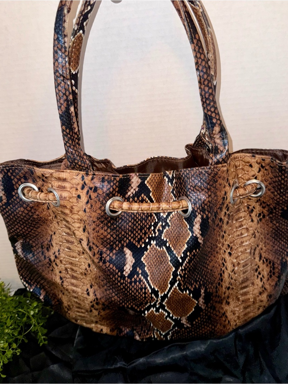 Faux python snakeskin tote bag, Signature Club A